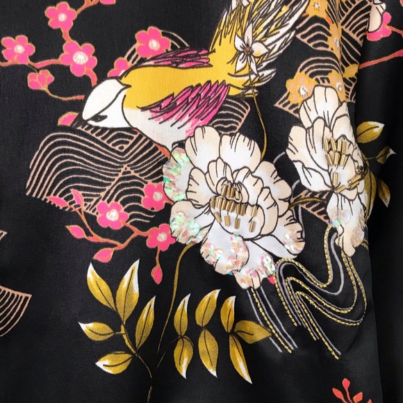 SOLD JENNIFER LOPEZ Black Floral Bomber Jacket - Picture 3 of 8